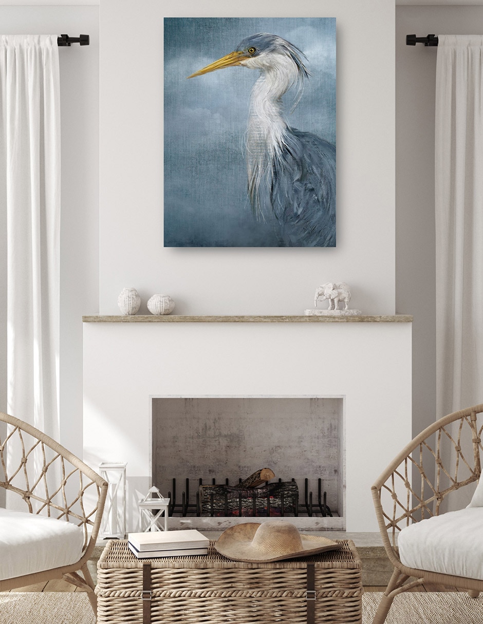 Cuadro decorativo Retrato Costero En Azul técnica mixta Aves Silvestres 6