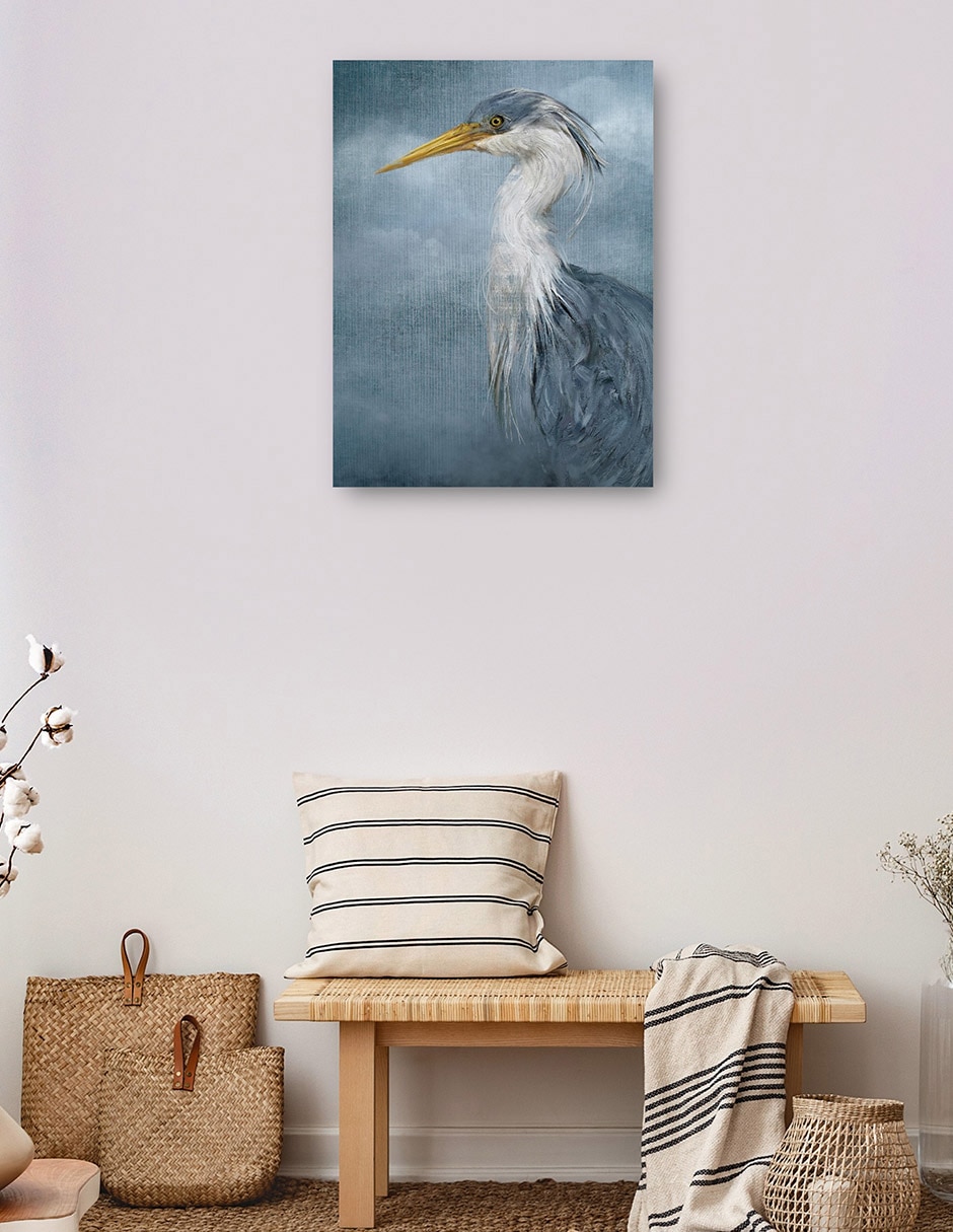 Cuadro decorativo Retrato Costero En Azul técnica mixta Aves Silvestres 7