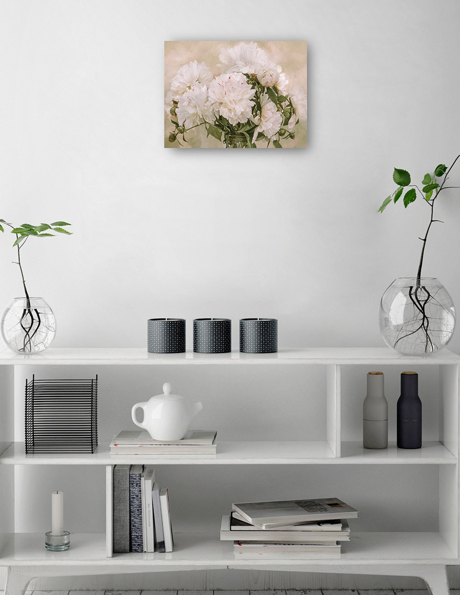 Cuadro decorativo Peonias Blancas técnica mixta 7