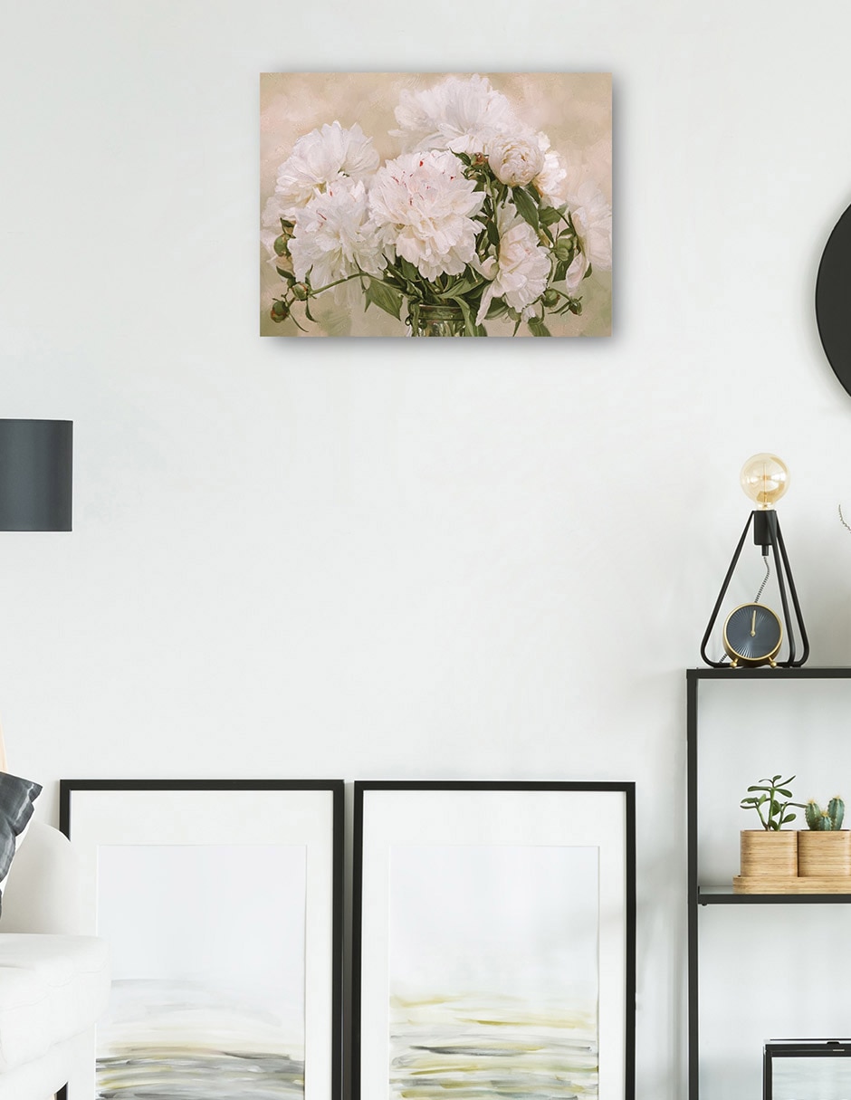 Cuadro decorativo Peonias Blancas técnica mixta 5