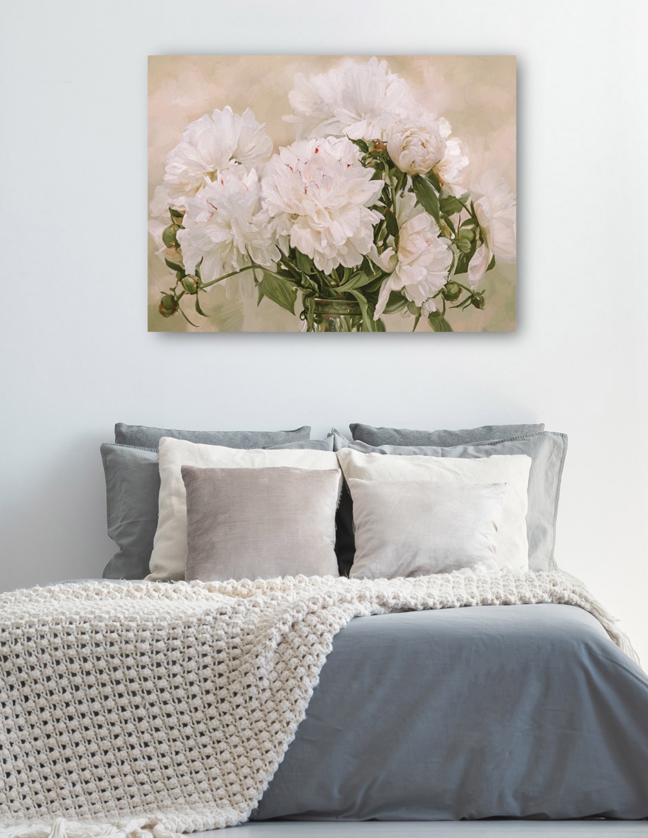 Cuadro decorativo Peonias Blancas técnica mixta 2