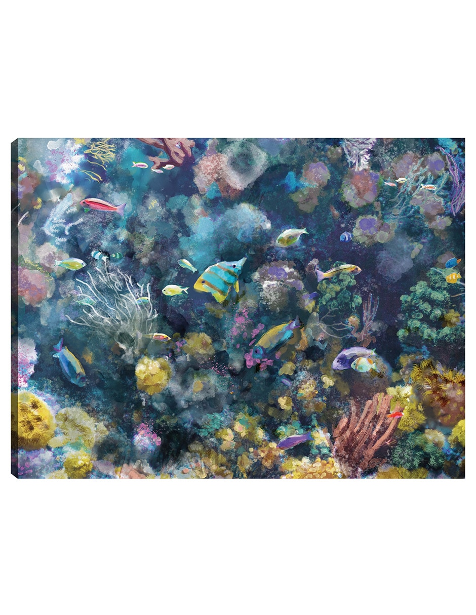Cuadro decorativo Colores Submarinos Ii técnica mixta Criaturas Marinas
