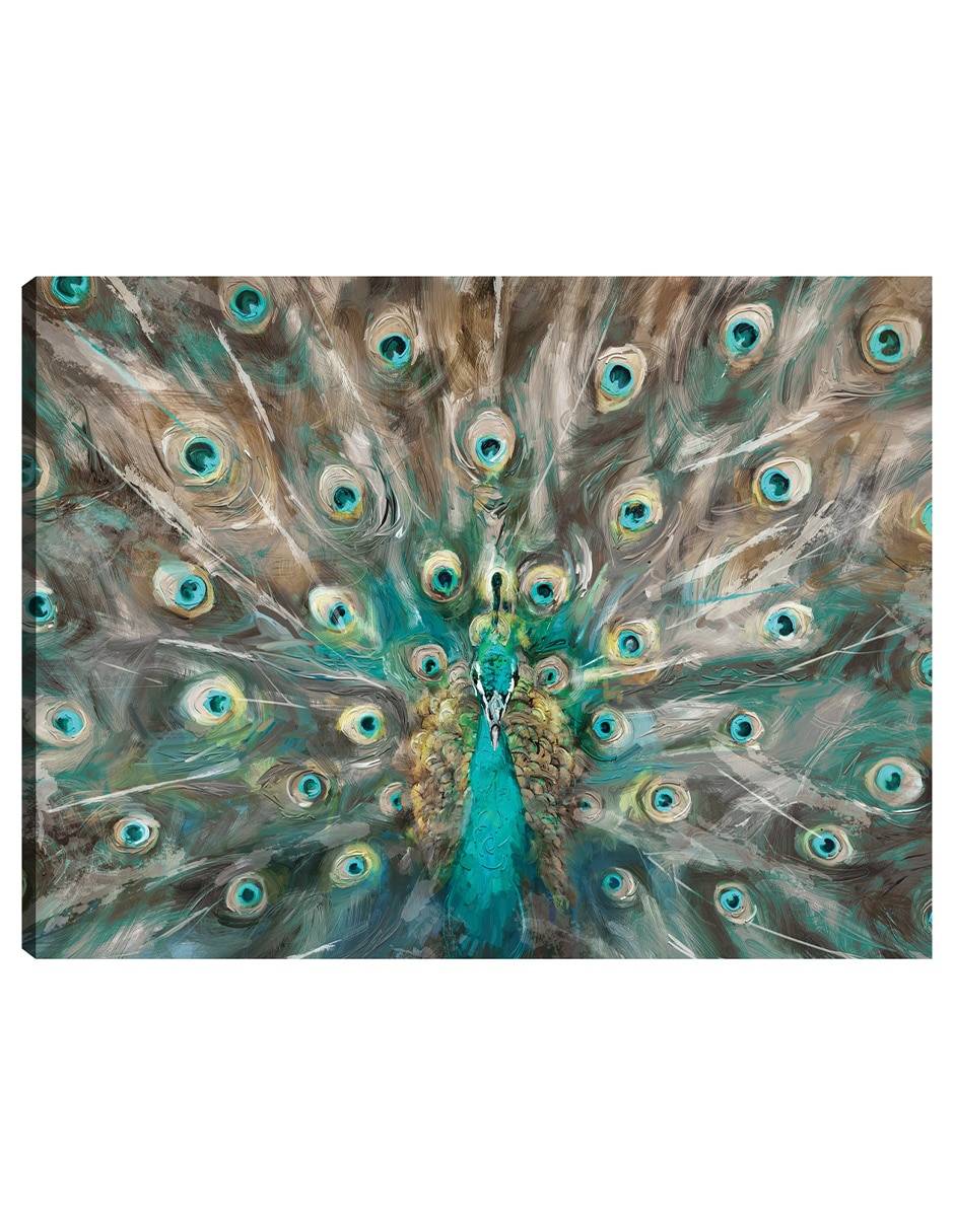 Cuadro decorativo Colores Del Pavo Real técnica mixta Aves Silvestres