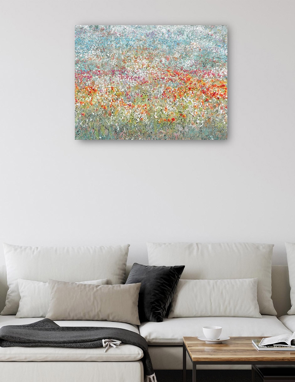 Cuadro decorativo Campo de Flores técnica mixta 2