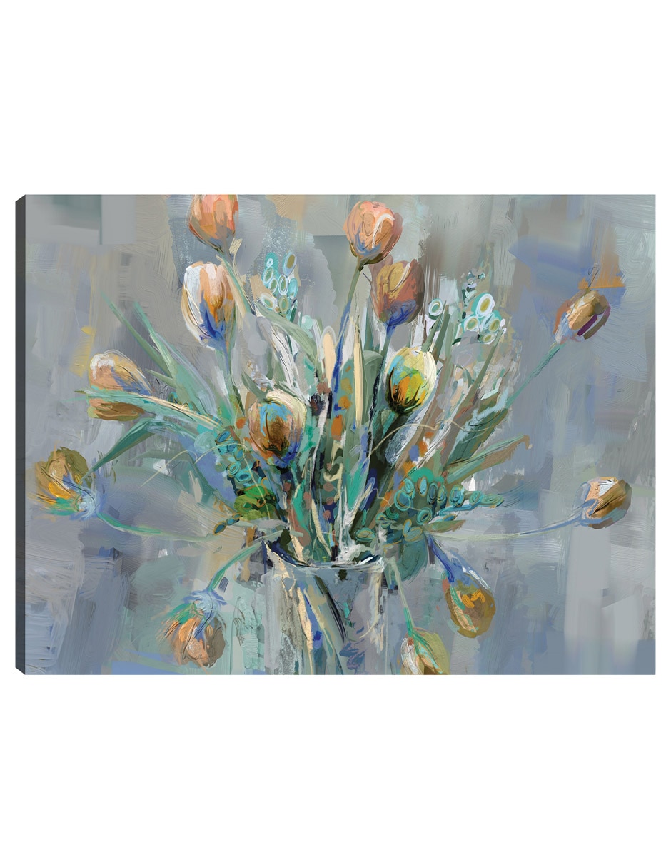Cuadro decorativo Ramo de tulipanes técnica mixta Arreglo floral Cuadro decorativo Ramo de tulipanes técnica mixta Arreglo floral