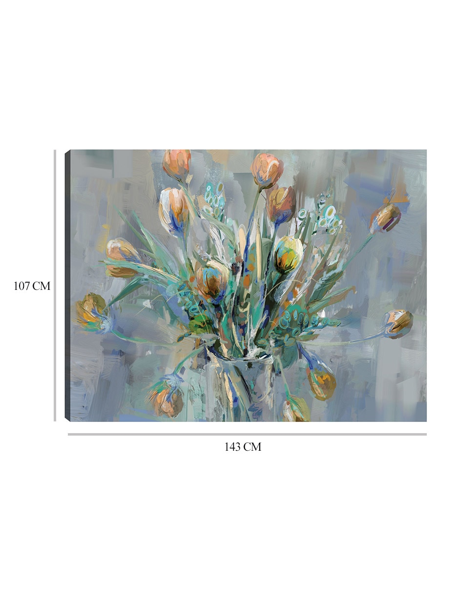 Cuadro decorativo Ramo de tulipanes técnica mixta Arreglo floral 9