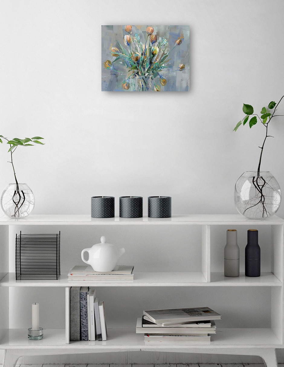 Cuadro decorativo Ramo de tulipanes técnica mixta Arreglo floral 7