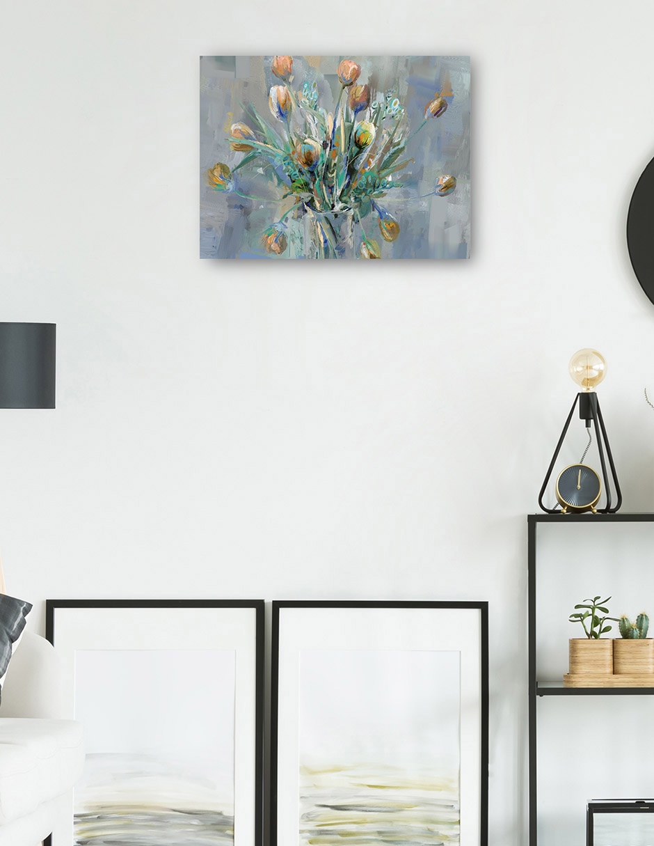 Cuadro decorativo Ramo de tulipanes técnica mixta Arreglo floral 5
