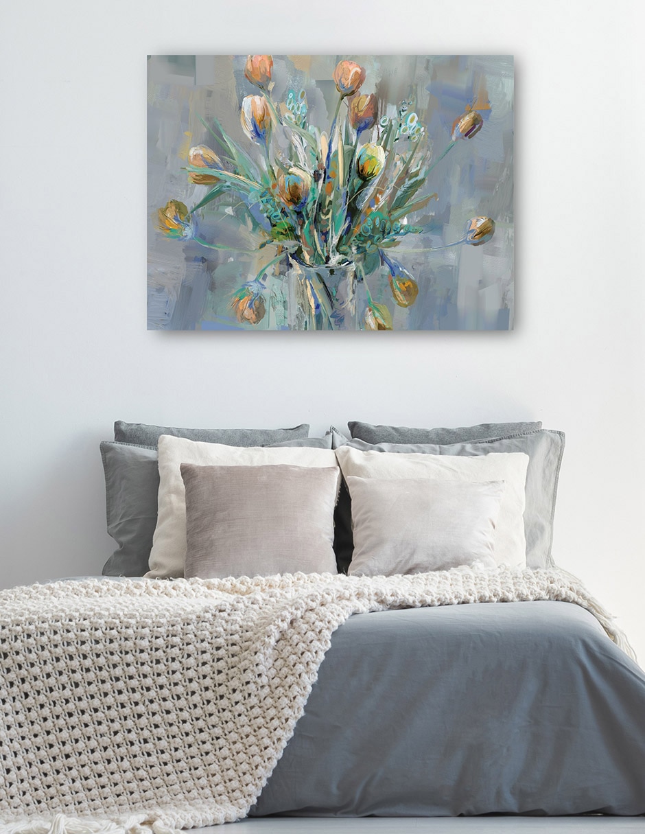 Cuadro decorativo Ramo de tulipanes técnica mixta Arreglo floral 2