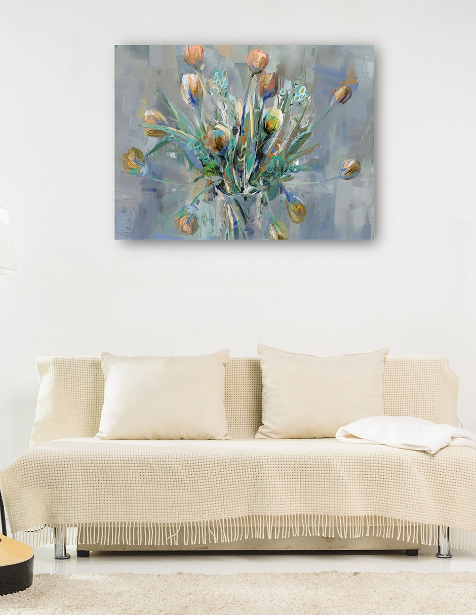 Cuadro decorativo Ramo de tulipanes técnica mixta Arreglo floral 8