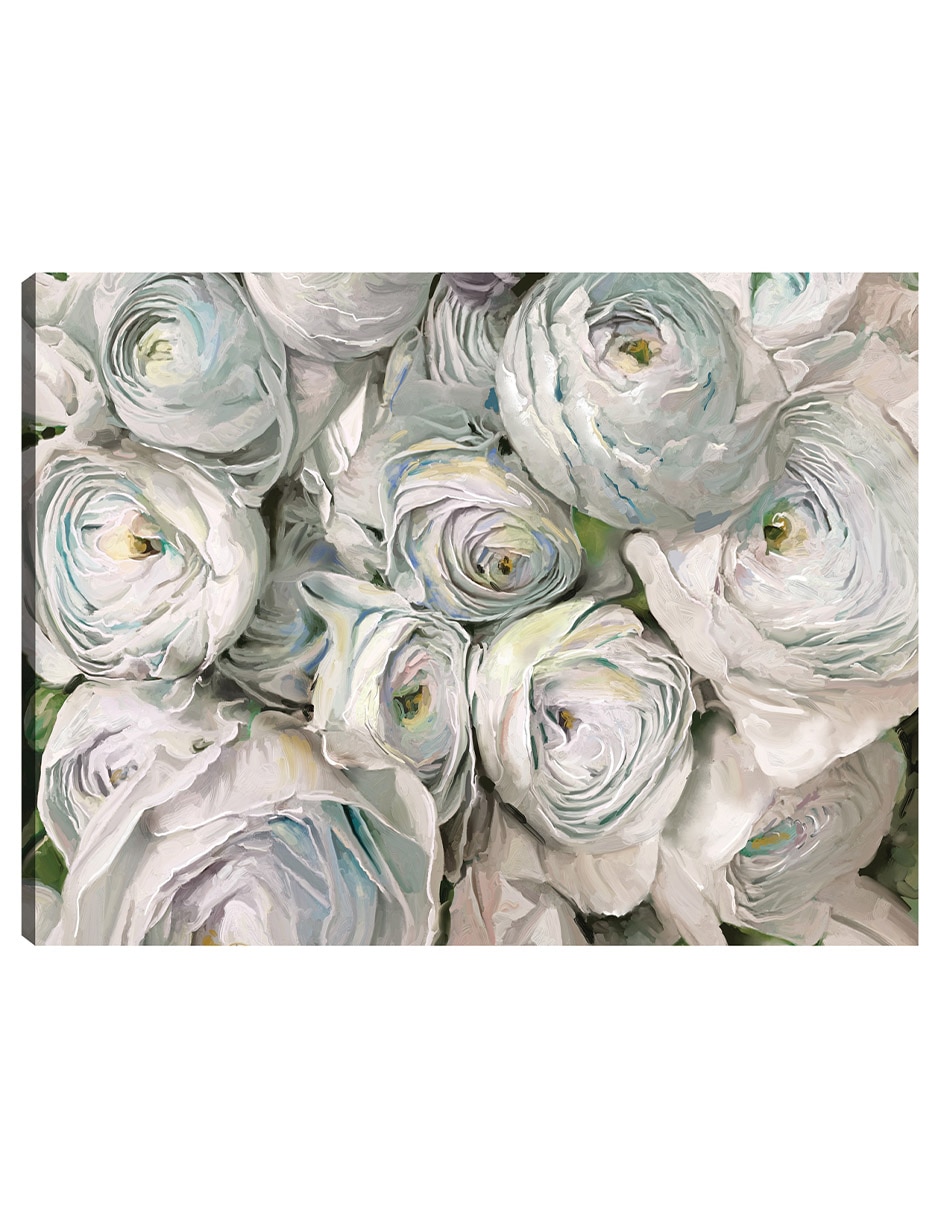 Cuadro decorativo Ranúnculo blanco técnica mixta Floración Cuadro decorativo Ranúnculo blanco técnica mixta Floración