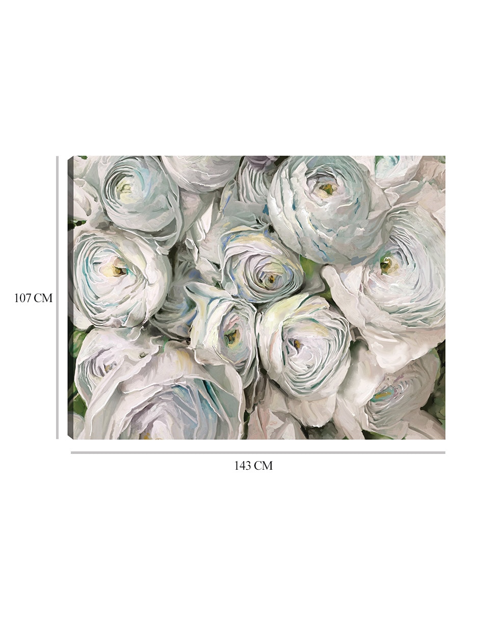 Cuadro decorativo Ranúnculo blanco técnica mixta Floración 9
