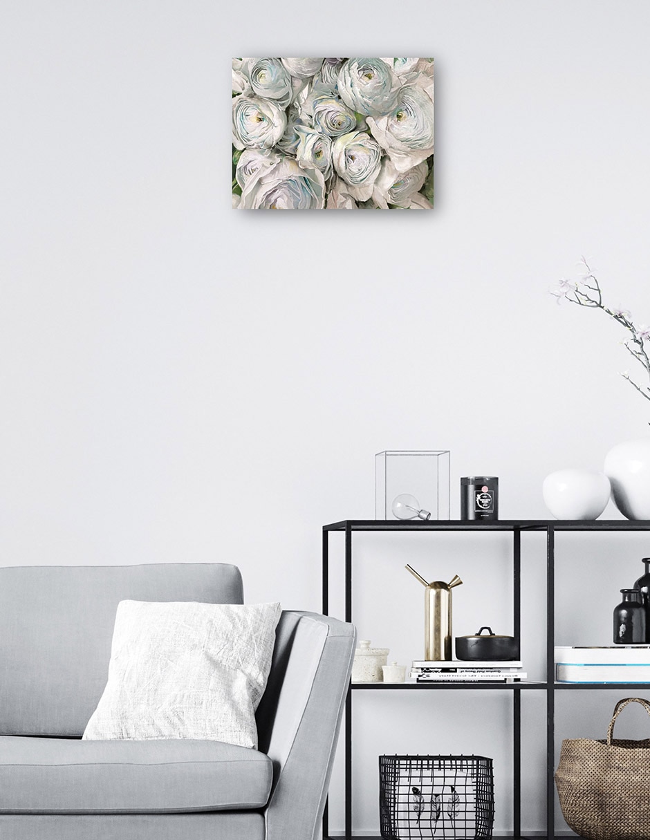 Cuadro decorativo Ranúnculo blanco técnica mixta Floración 7