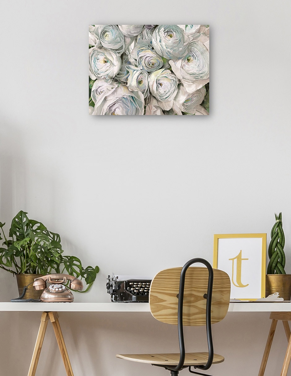 Cuadro decorativo Ranúnculo blanco técnica mixta Floración 5