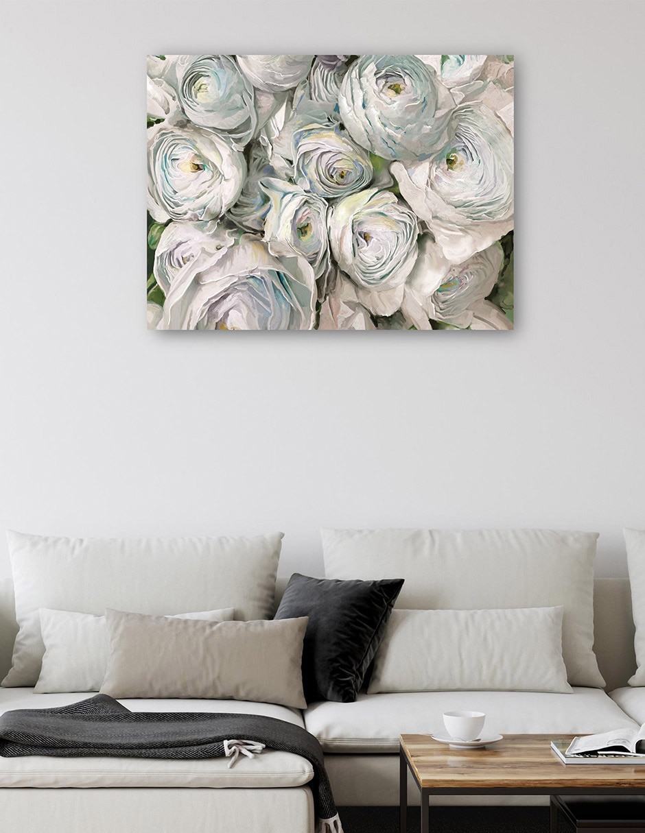 Cuadro decorativo Ranúnculo blanco técnica mixta Floración 2
