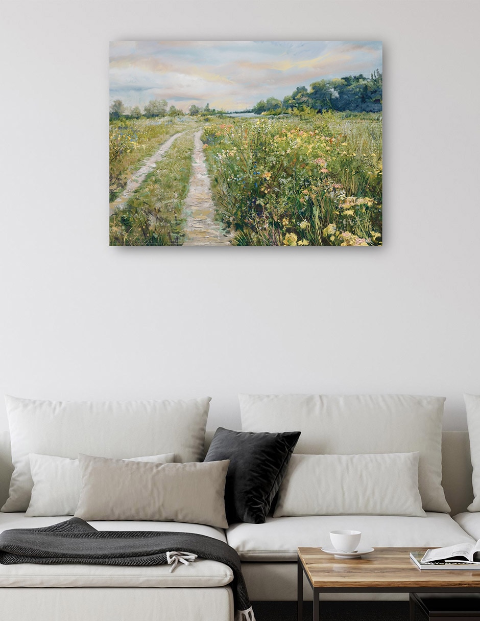Cuadro decorativo Pradera junto al lago técnica mixta Campos 2