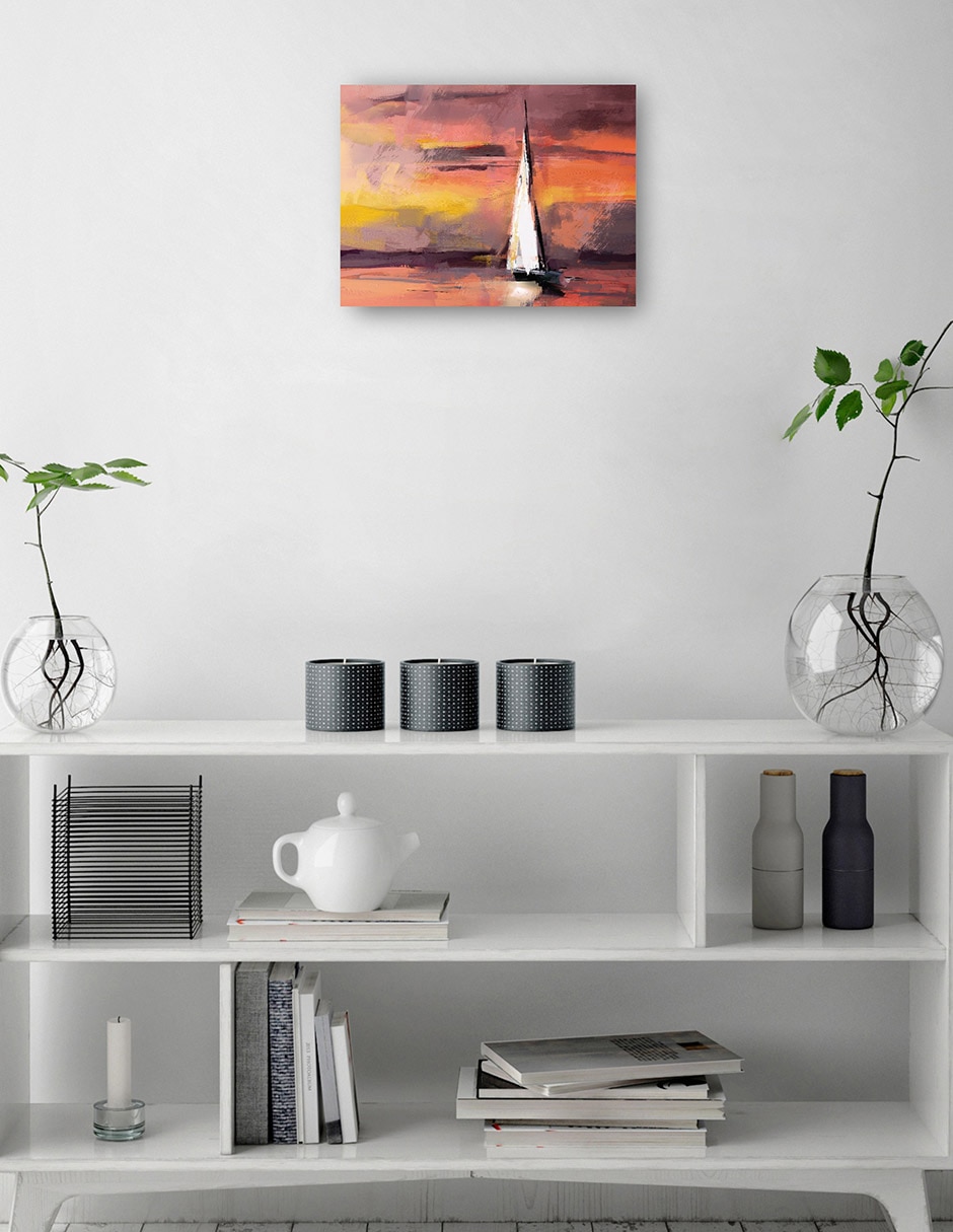 Cuadro decorativo Navegando al atardecer técnica mixta Navegación 5