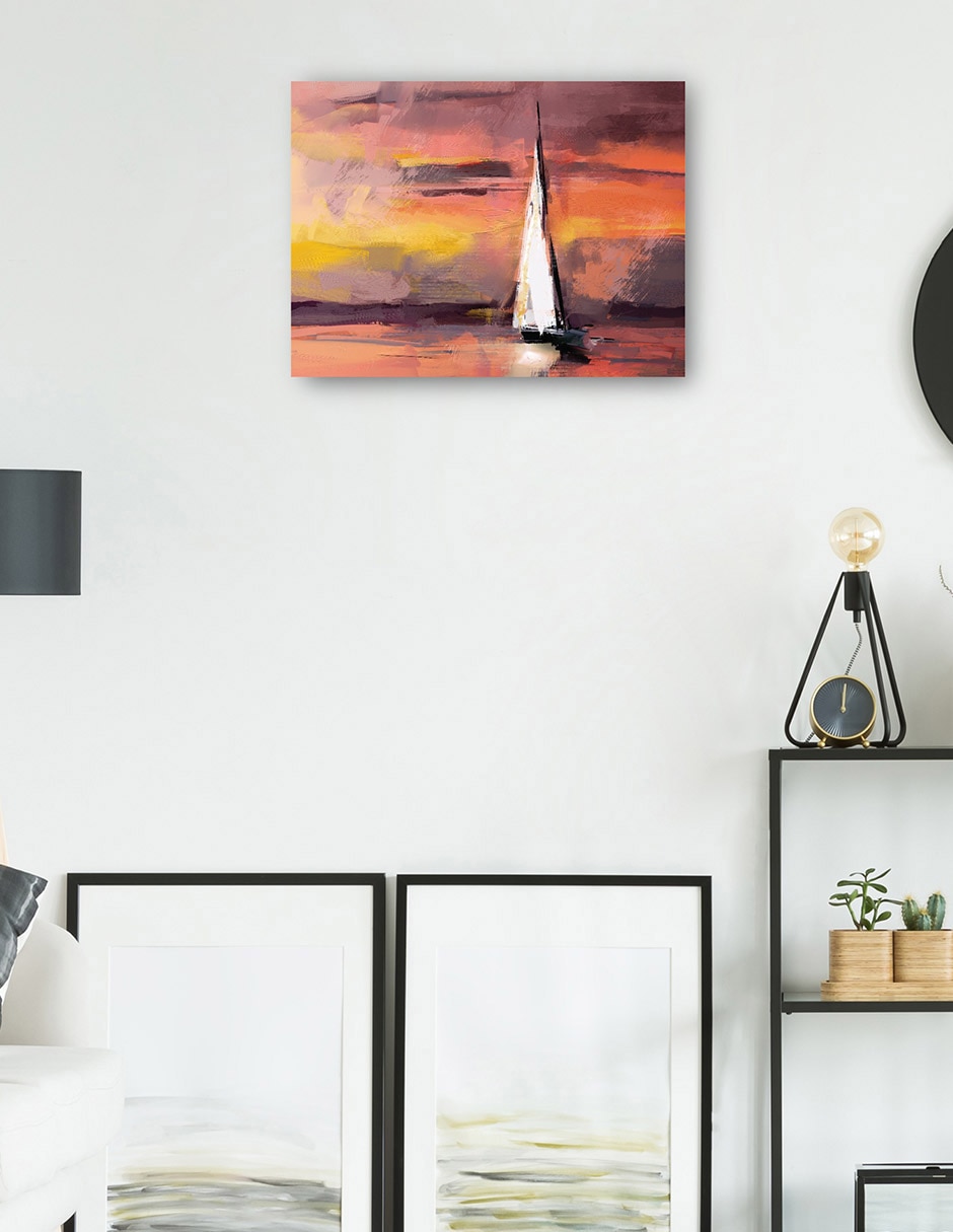 Cuadro decorativo Navegando al atardecer técnica mixta Navegación 3