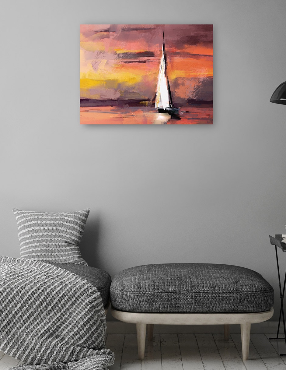 Cuadro decorativo Navegando al atardecer técnica mixta Navegación 8
