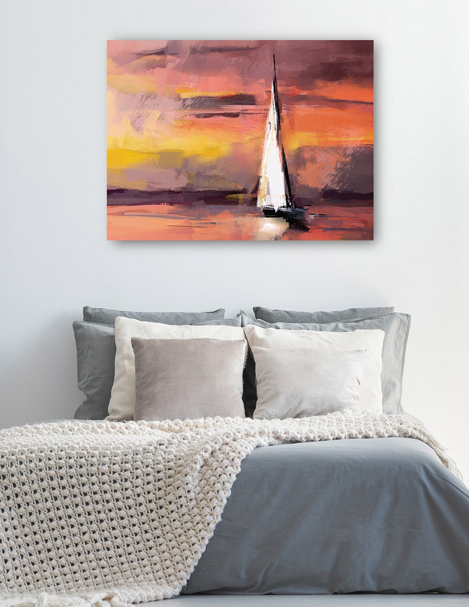 Cuadro decorativo Navegando al atardecer técnica mixta Navegación 2