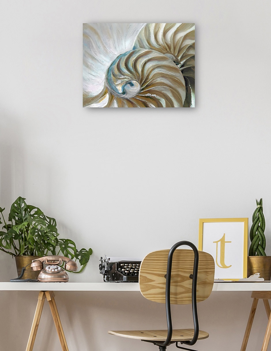 Cuadro decorativo Nautilo dorado técnica mixta Criaturas marinas 5