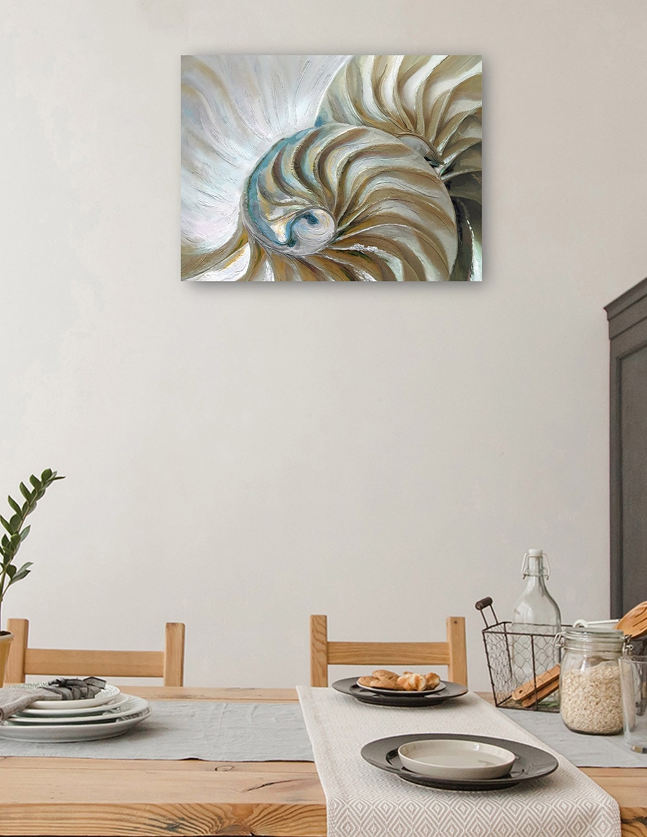 Cuadro decorativo Nautilo dorado técnica mixta Criaturas marinas 4