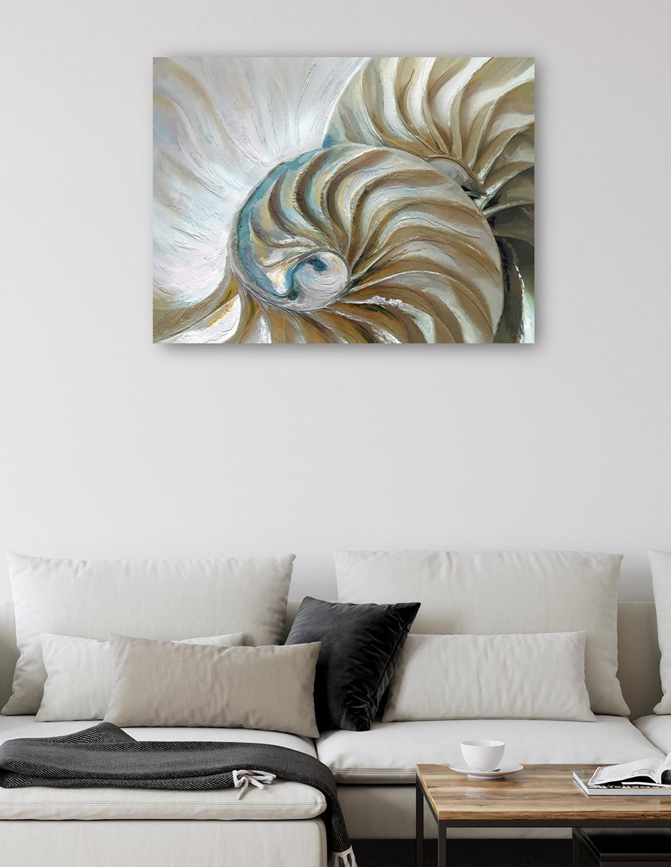 Cuadro decorativo Nautilo dorado técnica mixta Criaturas marinas 2