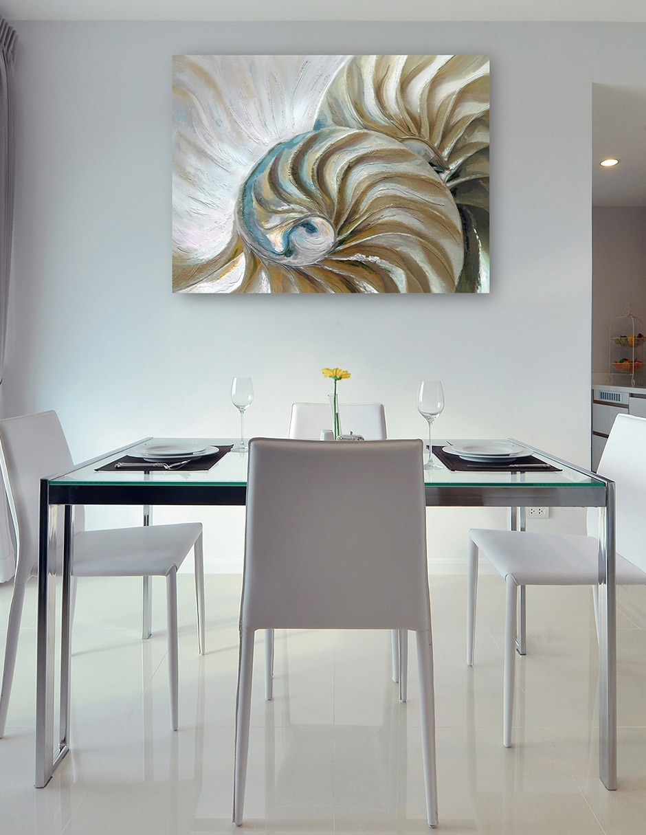 Cuadro decorativo Nautilo dorado técnica mixta Criaturas marinas 8