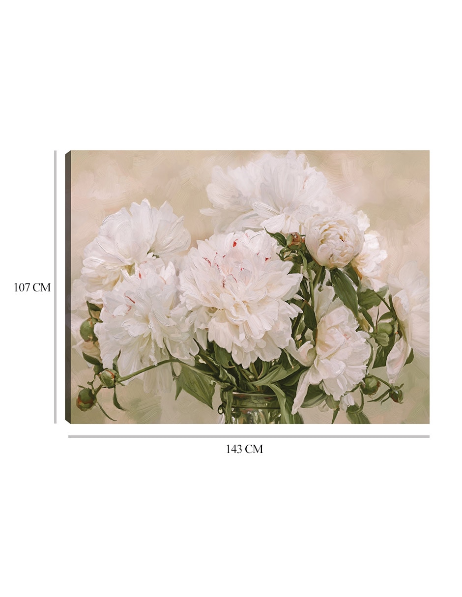 Cuadro decorativo Peonias blancas técnica mixta Arreglo floral 9