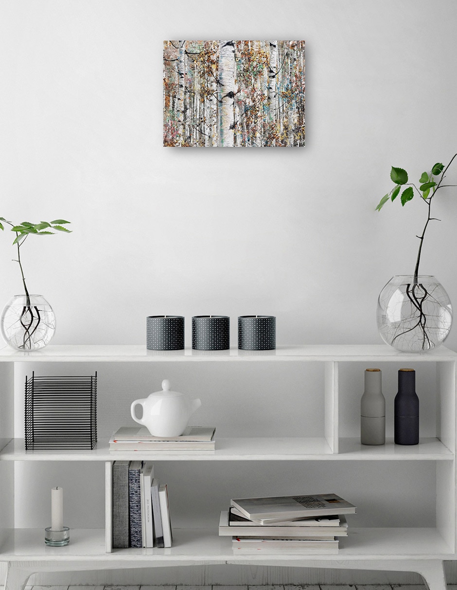 Cuadro decorativo Abedules enjoyados técnica mixta Bosques 7