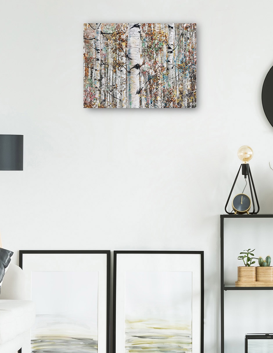 Cuadro decorativo Abedules enjoyados técnica mixta Bosques 5