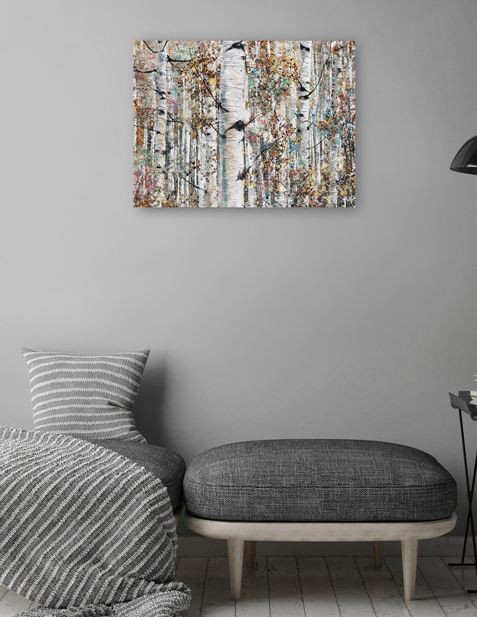 Cuadro decorativo Abedules enjoyados técnica mixta Bosques 4