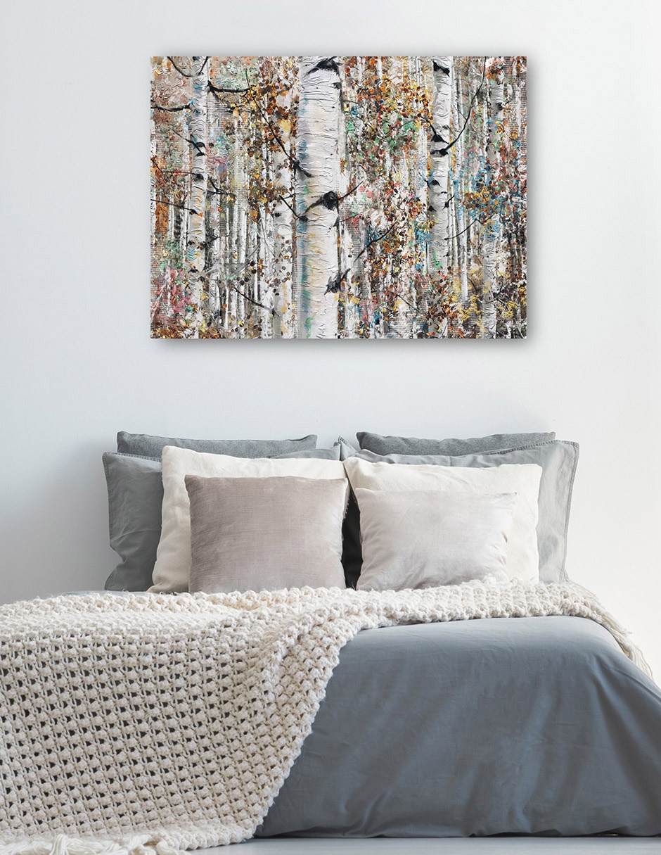Cuadro decorativo Abedules enjoyados técnica mixta Bosques 2