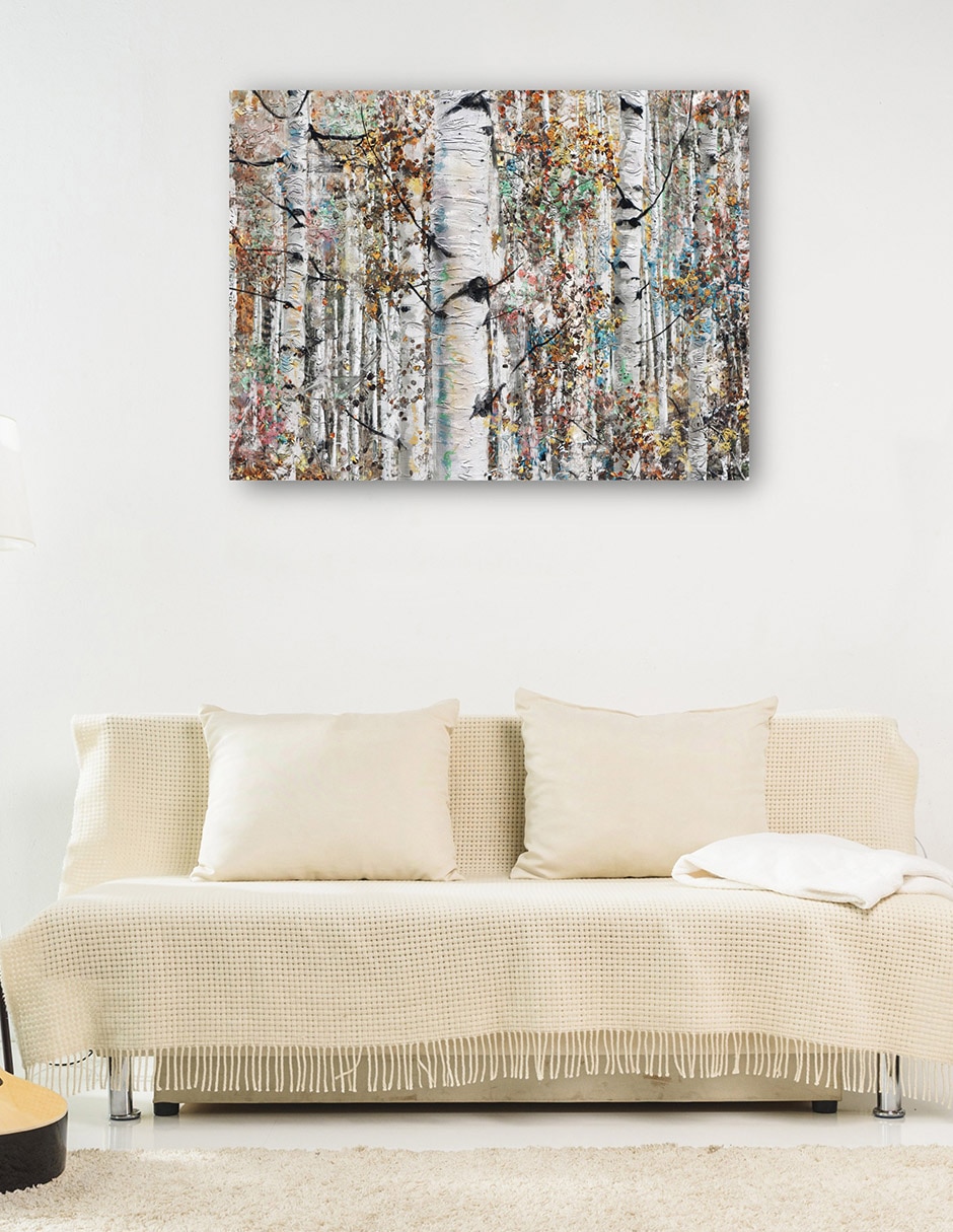 Cuadro decorativo Abedules enjoyados técnica mixta Bosques 8