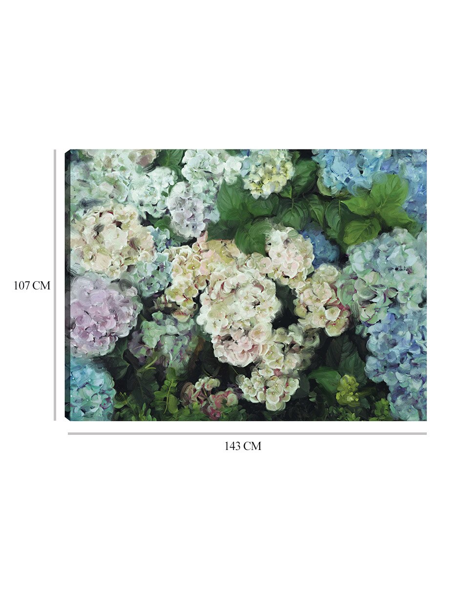 Cuadro decorativo Jardín De Hortensias técnica mixta Primavera 9