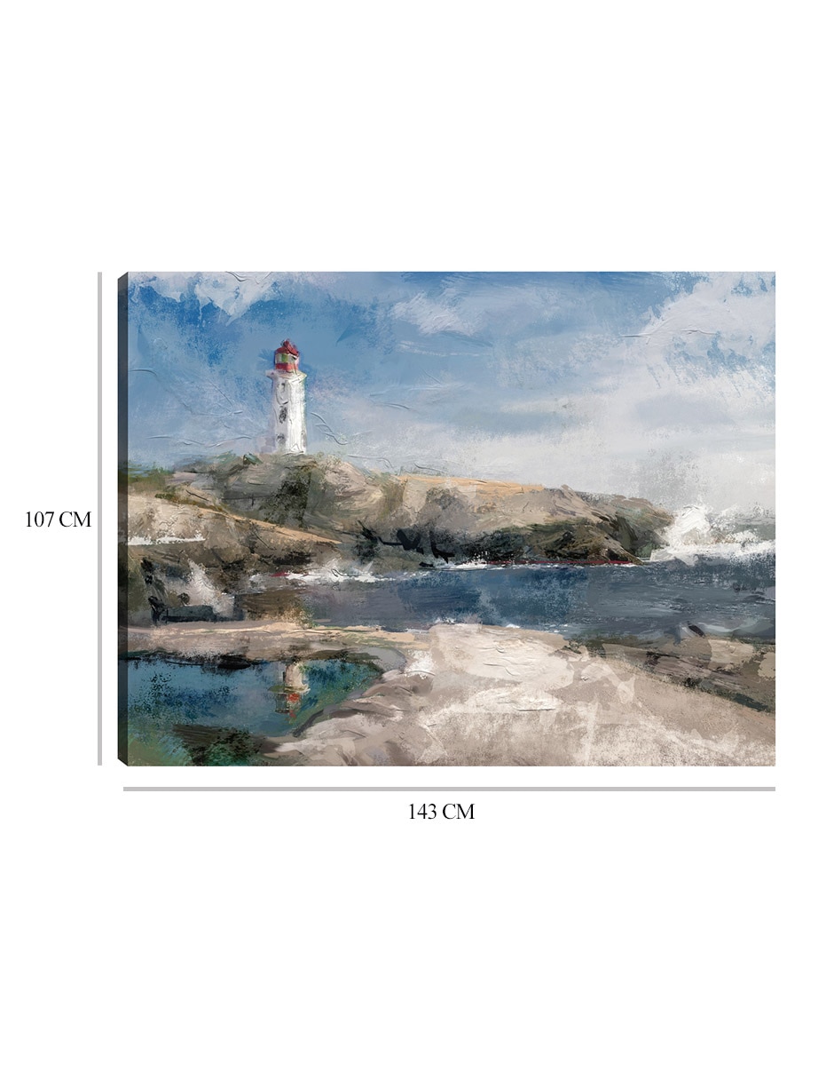 Cuadro decorativo Puerto seguro técnica mixta Faros 9