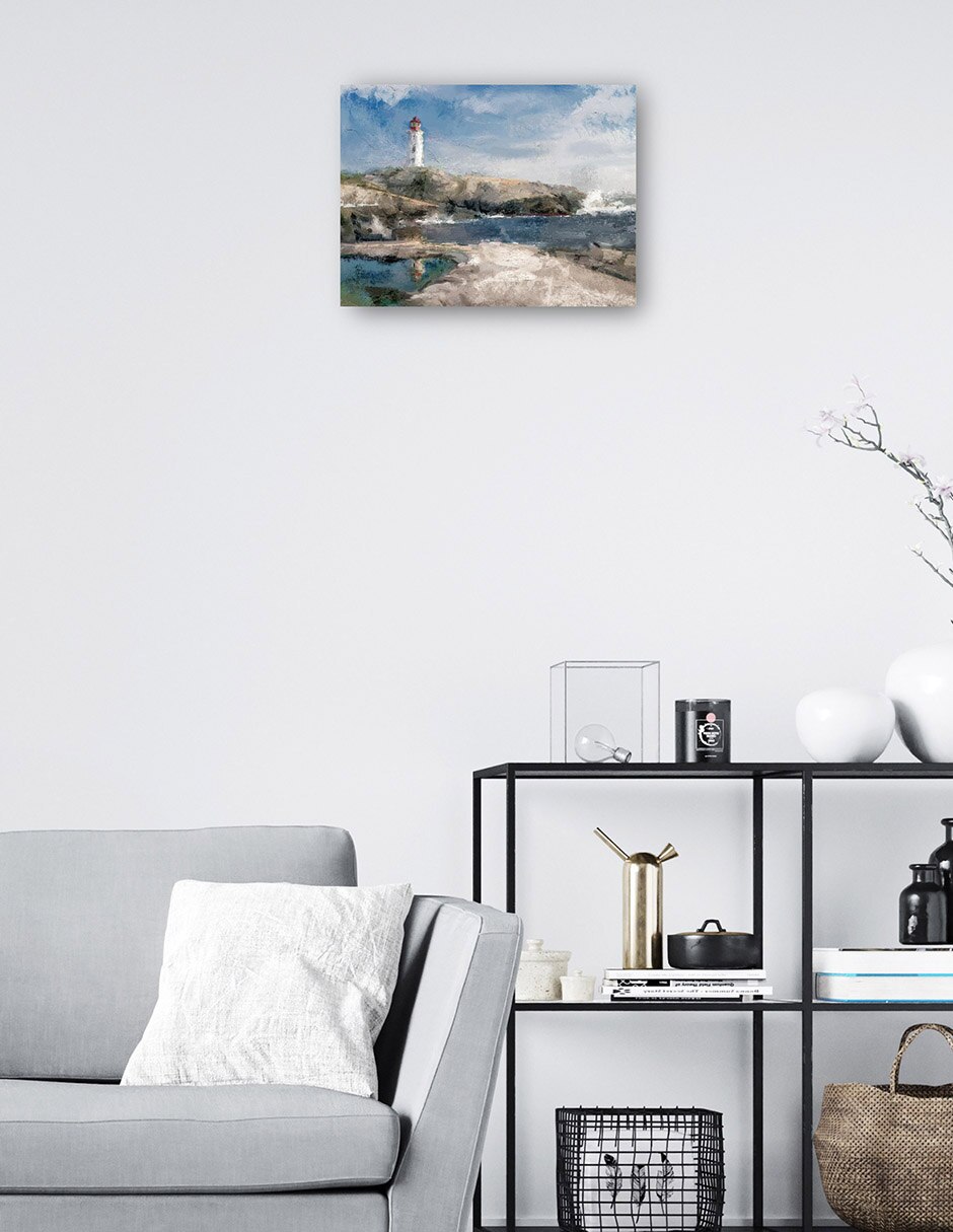 Cuadro decorativo Puerto seguro técnica mixta Faros 7