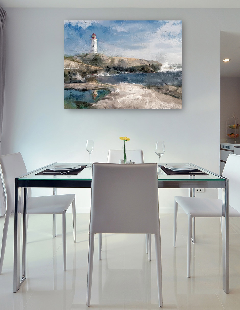 Cuadro decorativo Puerto seguro técnica mixta Faros 8