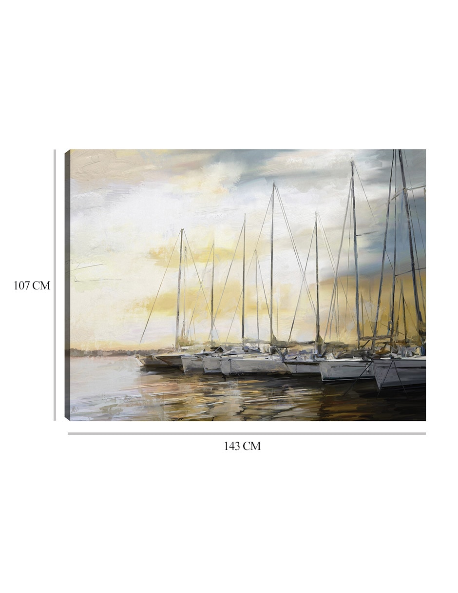 Cuadro decorativo Puerto al atardecer técnica mixta Navegación 9