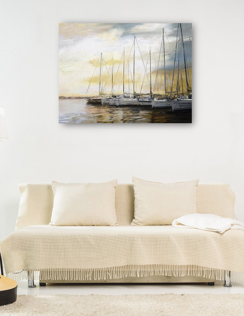 Cuadro decorativo Puerto al atardecer técnica mixta Navegación 8