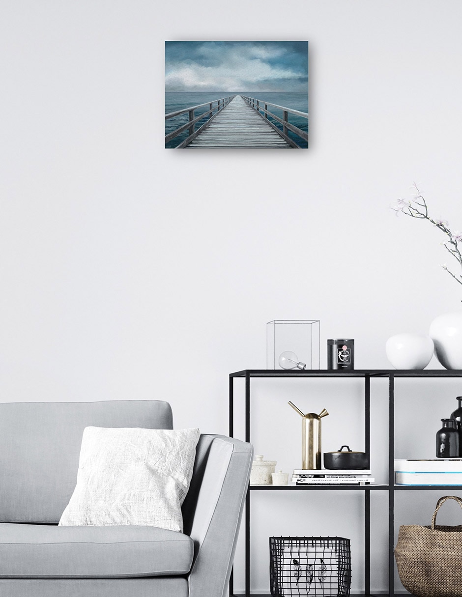 Cuadro decorativo Horizonte azul técnica mixta Muelles 7