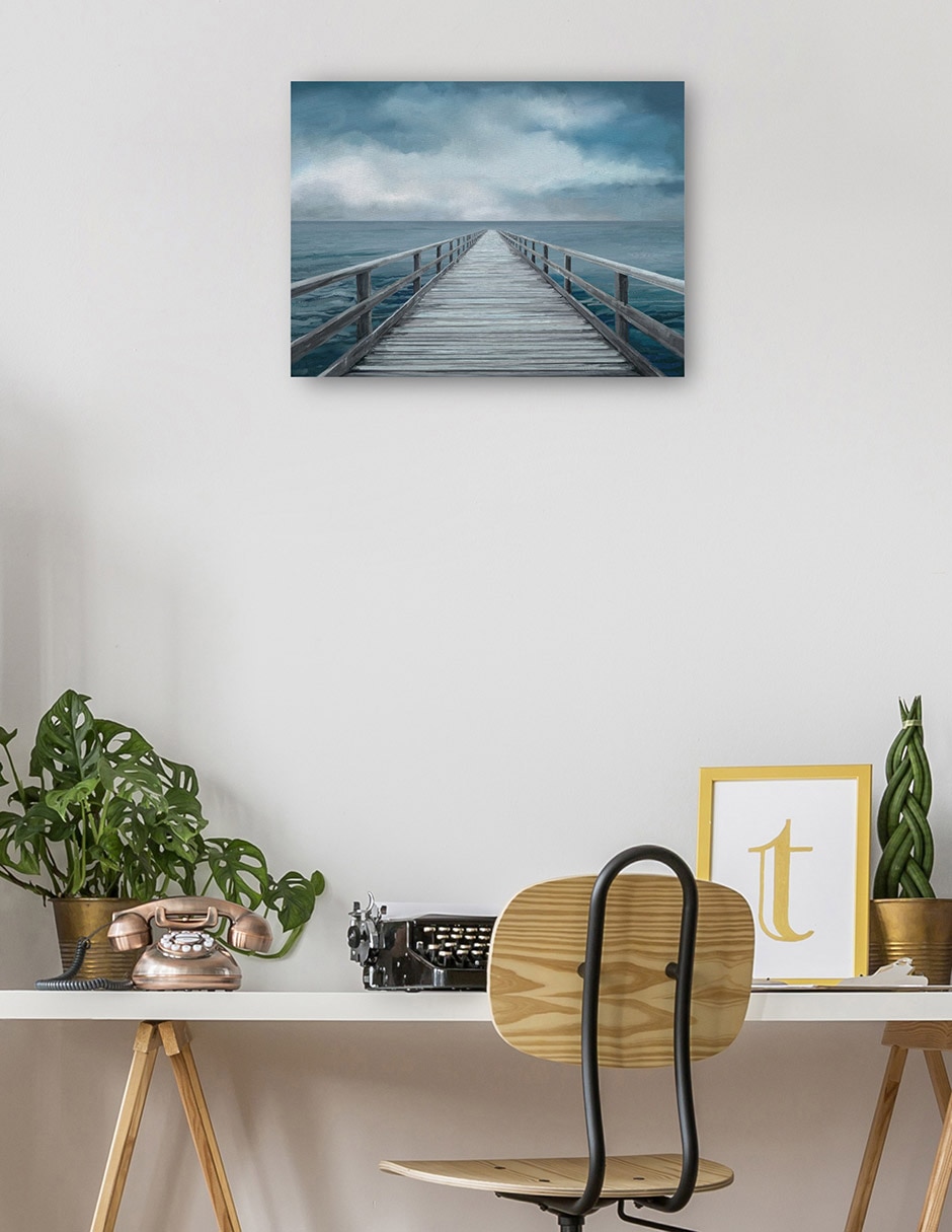 Cuadro decorativo Horizonte azul técnica mixta Muelles 5