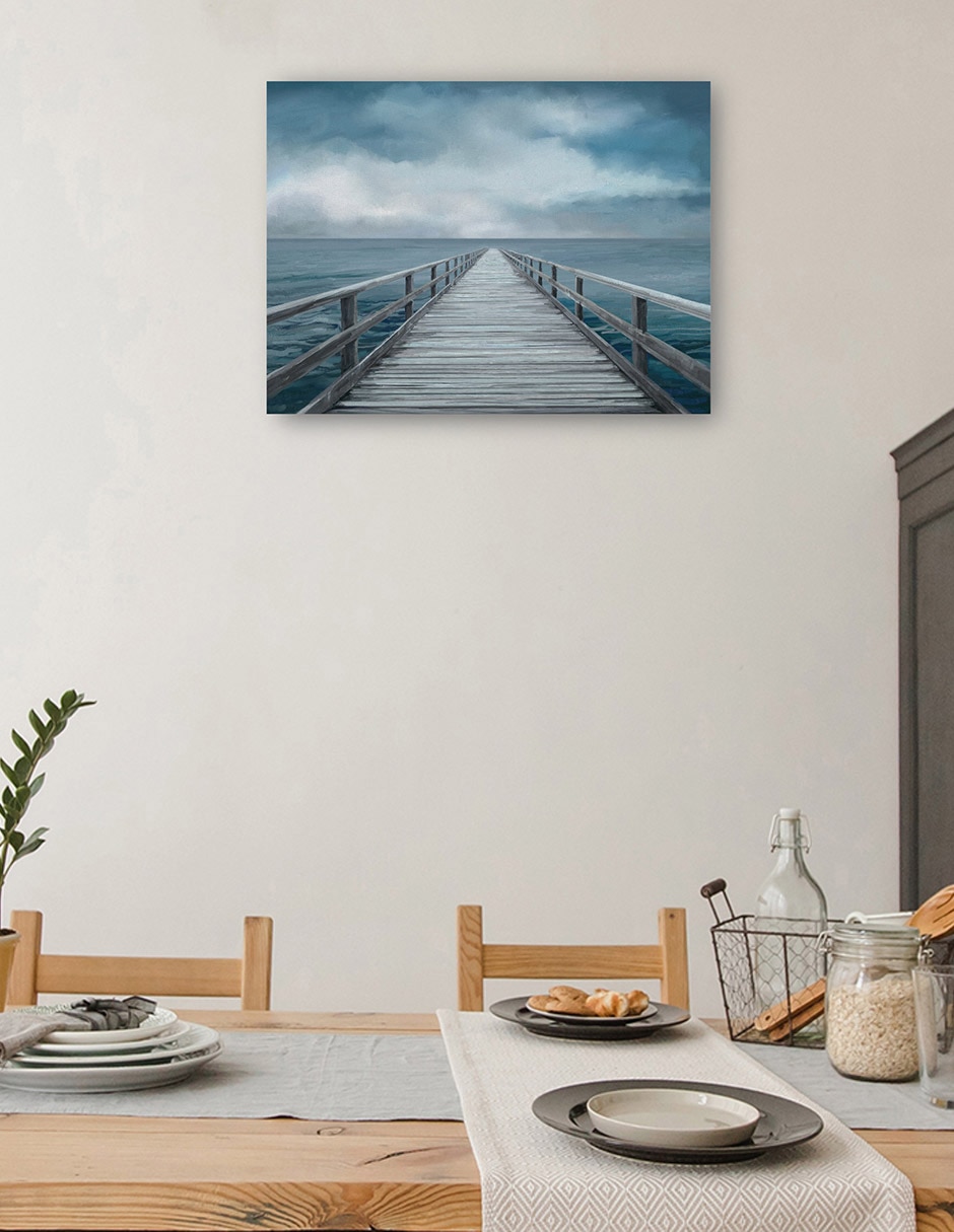 Cuadro decorativo Horizonte azul técnica mixta Muelles 4