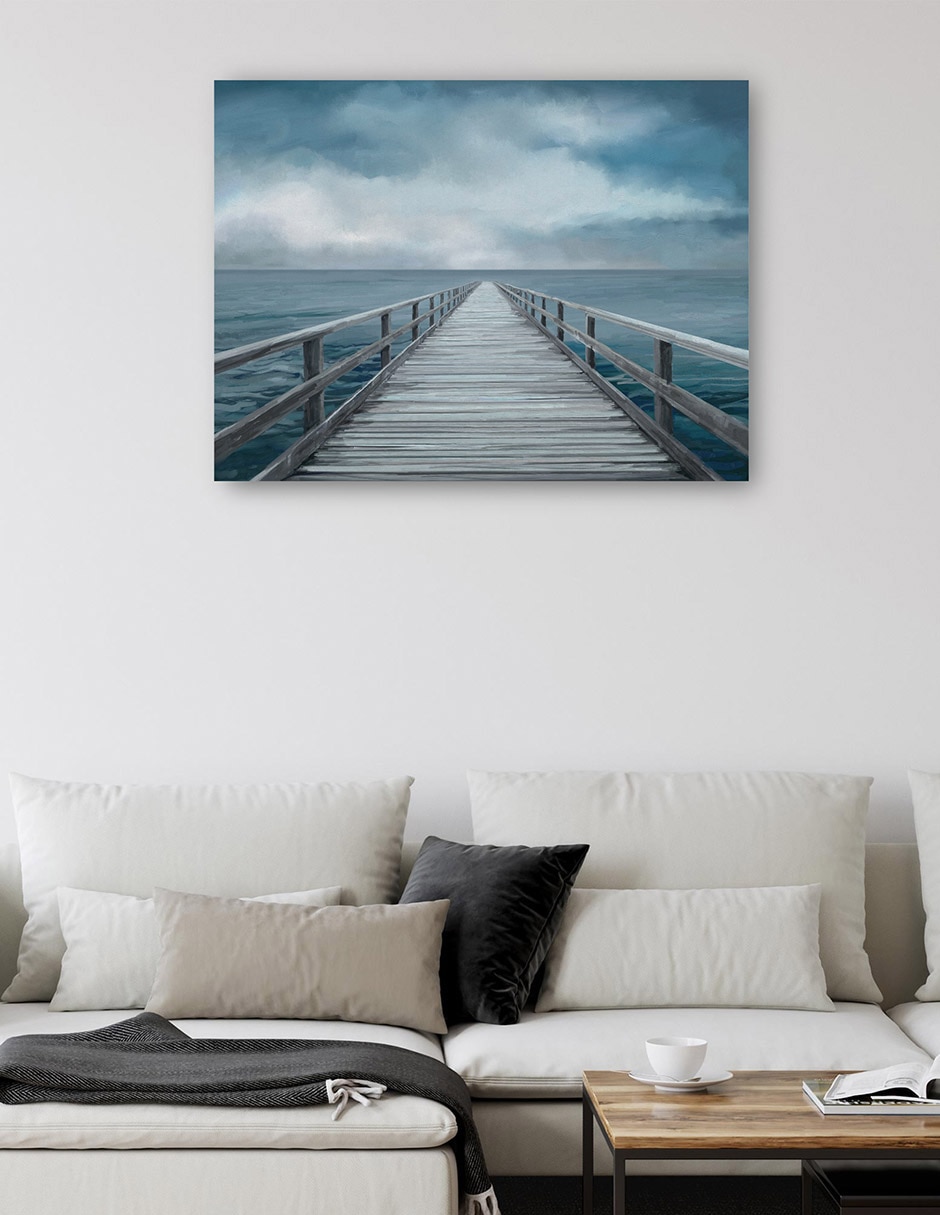 Cuadro decorativo Horizonte azul técnica mixta Muelles 2