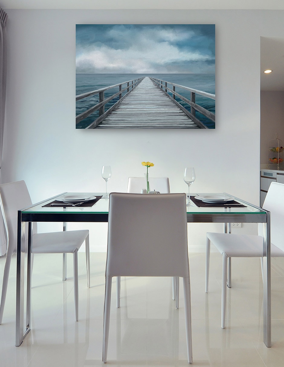 Cuadro decorativo Horizonte azul técnica mixta Muelles 8