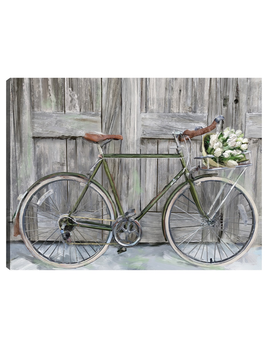 Cuadro decorativo Bicicleta de granja técnica mixta Arreglo floral
