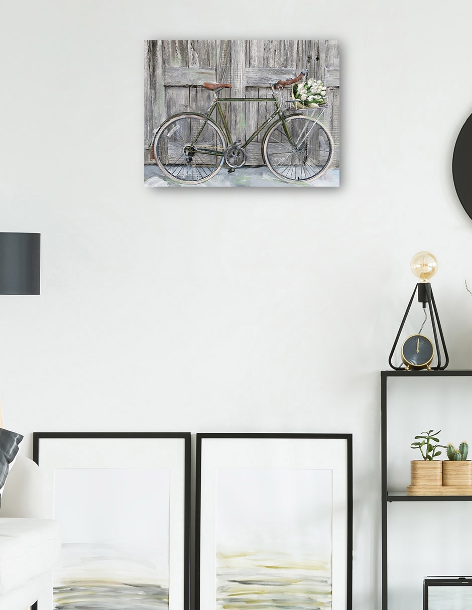 Cuadro decorativo Bicicleta de granja técnica mixta Arreglo floral 5