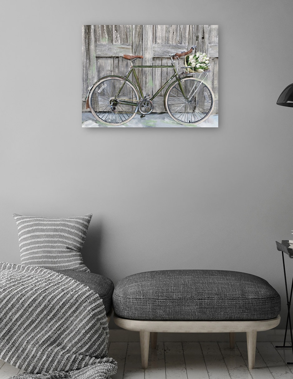 Cuadro decorativo Bicicleta de granja técnica mixta Arreglo floral 4