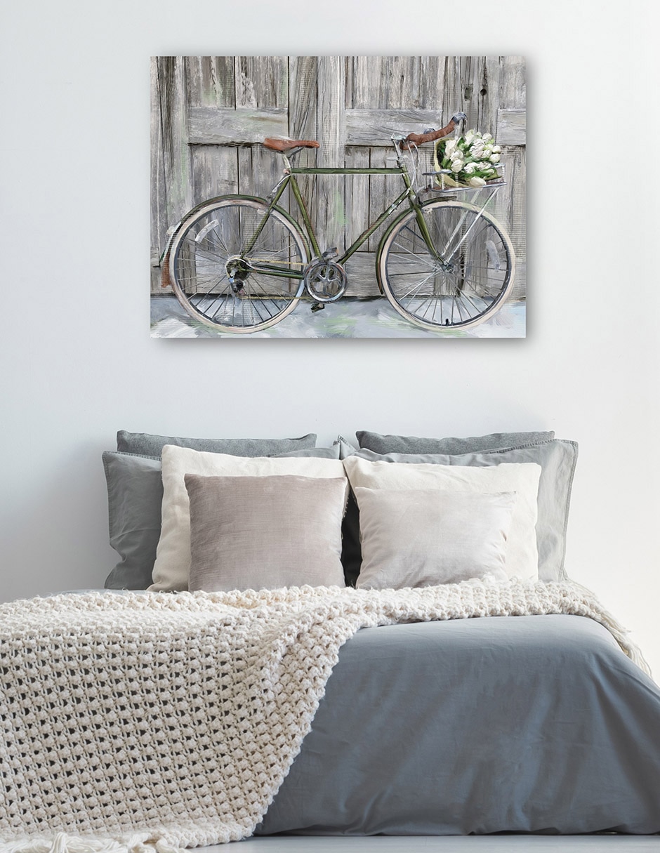 Cuadro decorativo Bicicleta de granja técnica mixta Arreglo floral 2