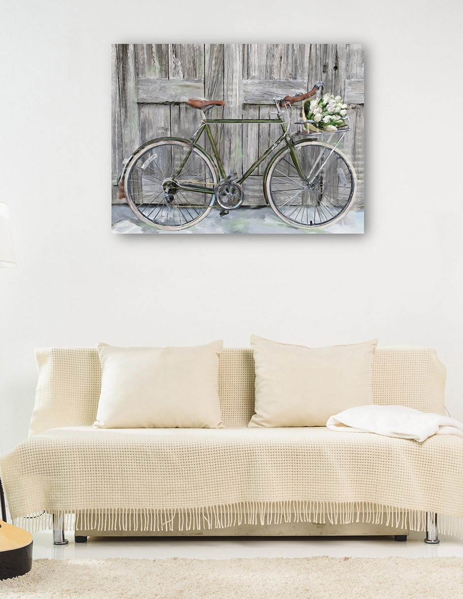 Cuadro decorativo Bicicleta de granja técnica mixta Arreglo floral 8
